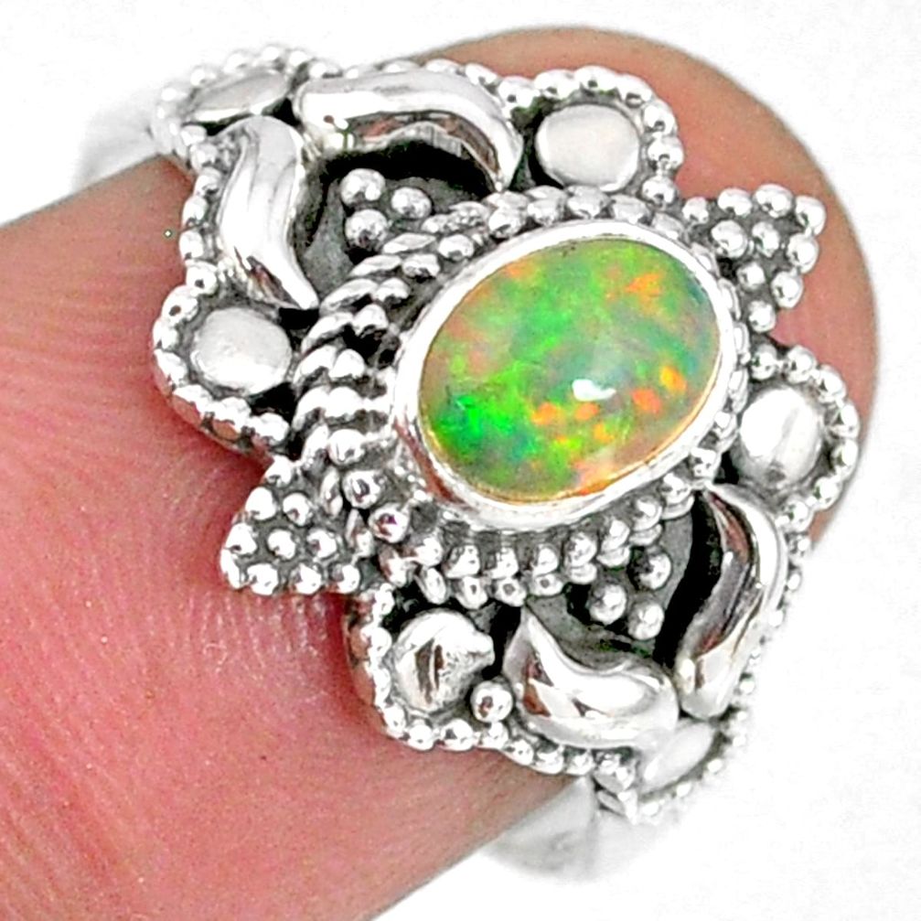 1.54cts natural ethiopian opal 925 sterling silver solitaire ring size 7 r59171