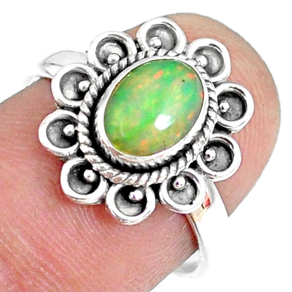 2.05cts natural ethiopian opal 925 sterling silver solitaire ring size 7 r75389
