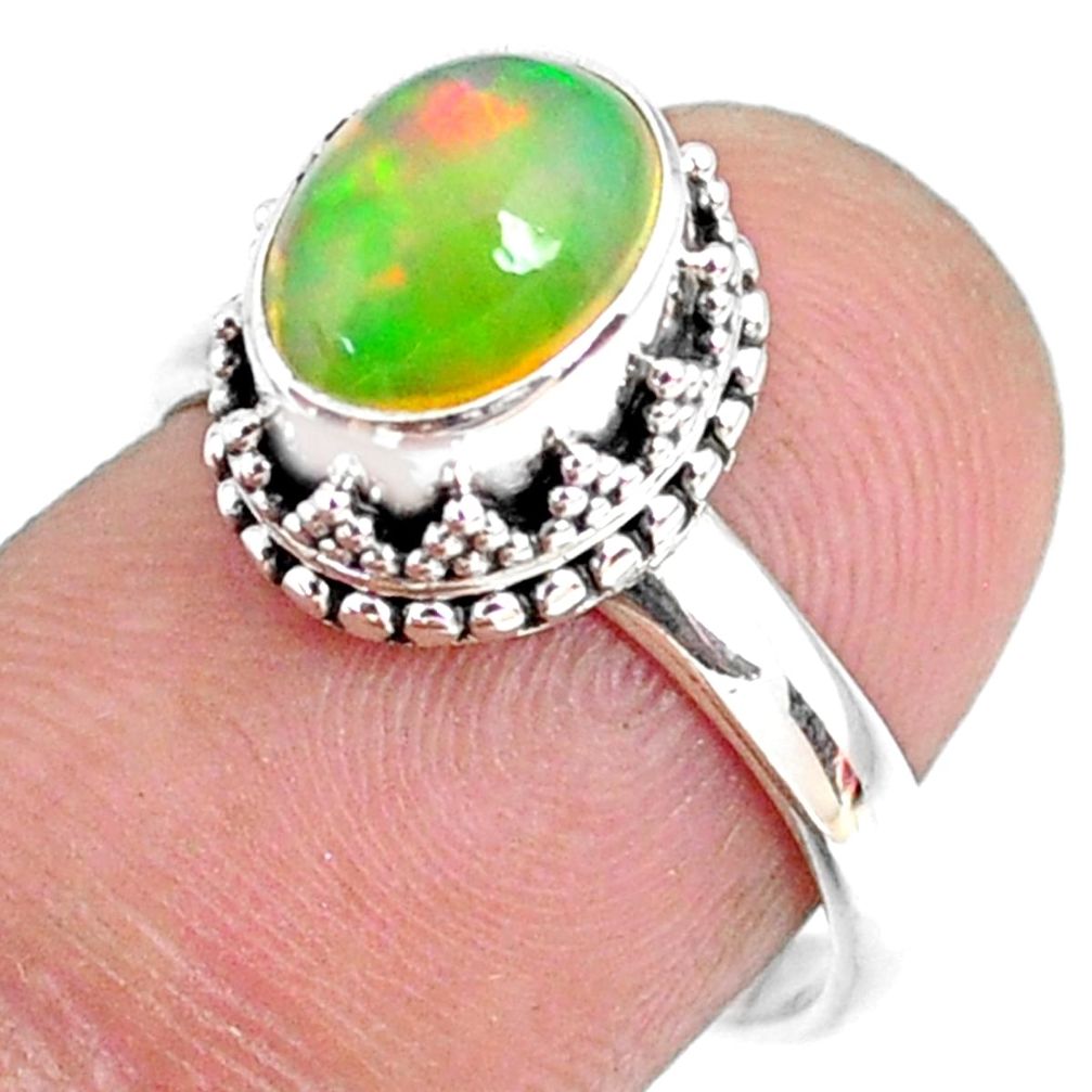 2.97cts natural ethiopian opal 925 sterling silver solitaire ring size 7 r75411