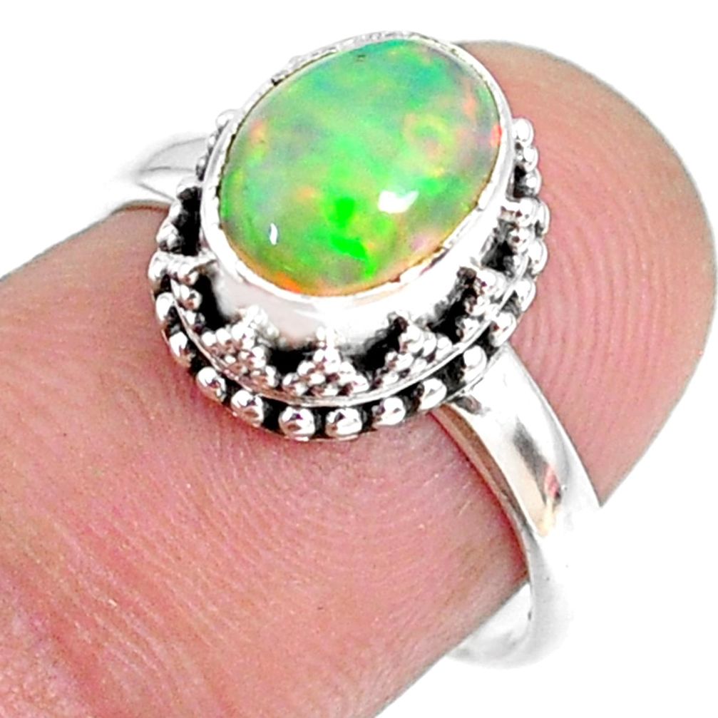 2.81cts natural ethiopian opal 925 sterling silver solitaire ring size 7 r75415