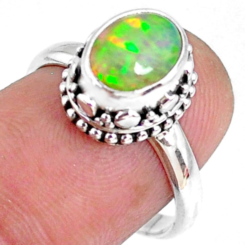 2.72cts natural ethiopian opal 925 sterling silver solitaire ring size 7 r75440