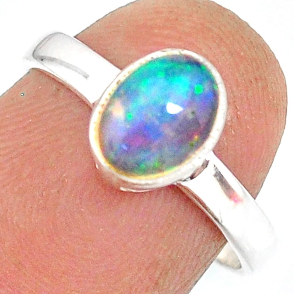 2.23cts natural ethiopian opal 925 sterling silver solitaire ring size 7 r83726