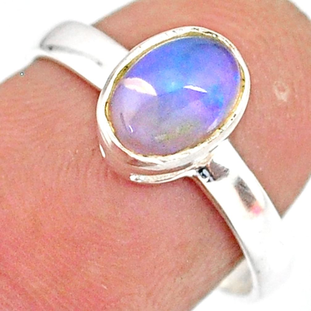 2.02cts natural ethiopian opal 925 sterling silver solitaire ring size 7 r83734