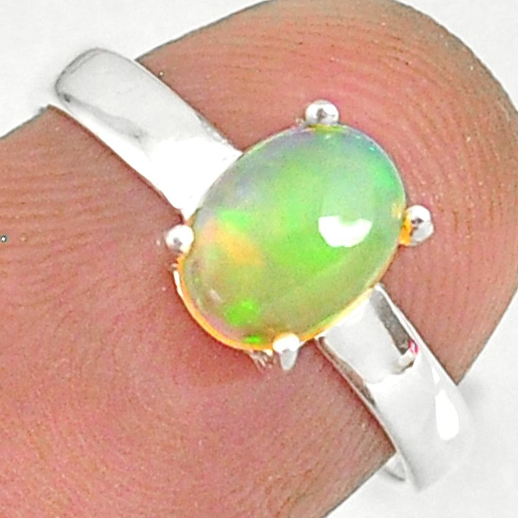 2.28cts natural ethiopian opal 925 sterling silver solitaire ring size 7 r84019