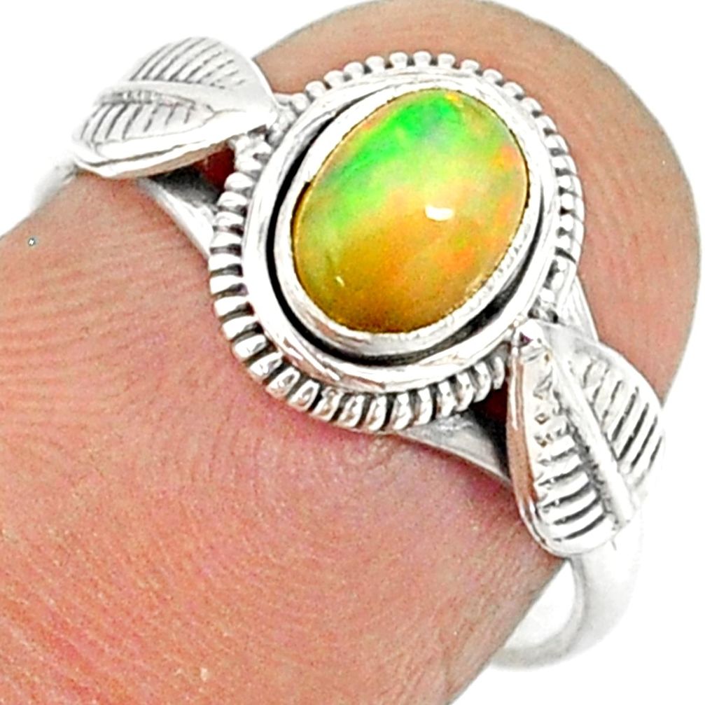1.51cts natural ethiopian opal 925 sterling silver solitaire ring size 7 r85489