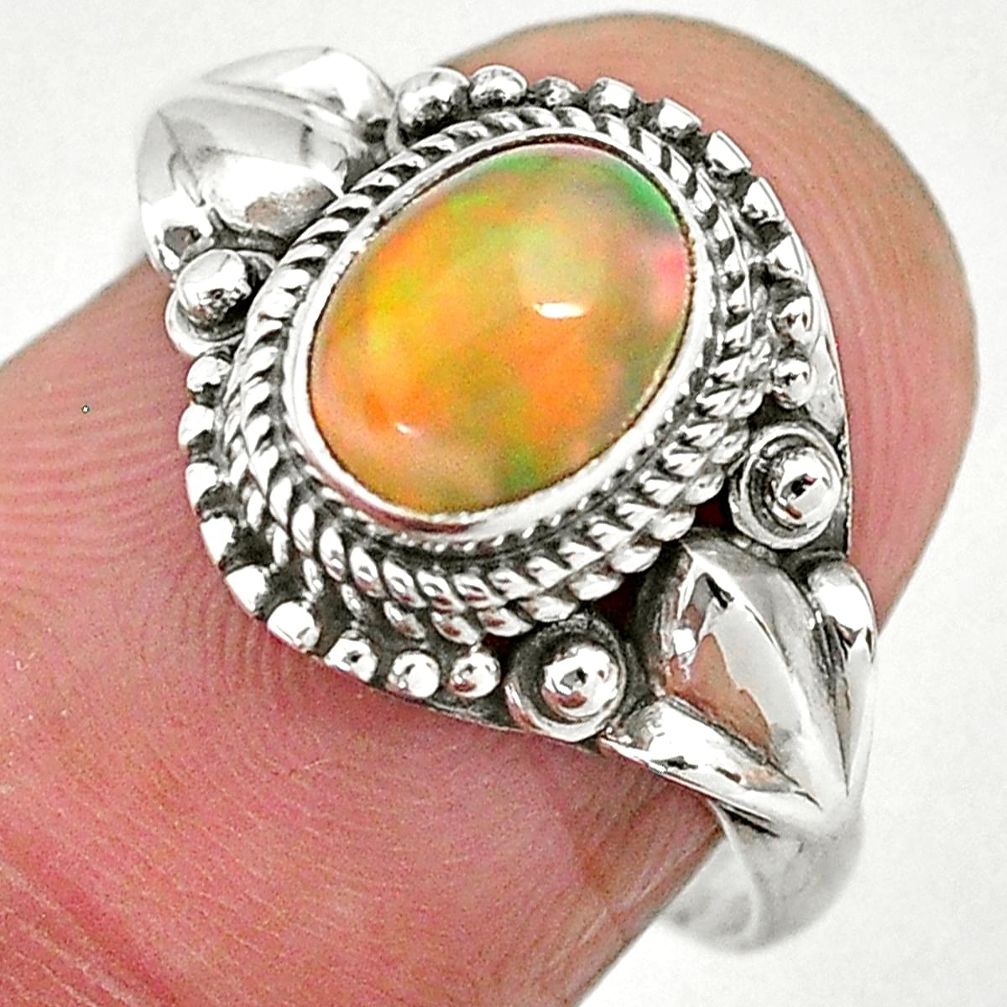 2.12cts natural ethiopian opal 925 sterling silver solitaire ring size 7 t2832