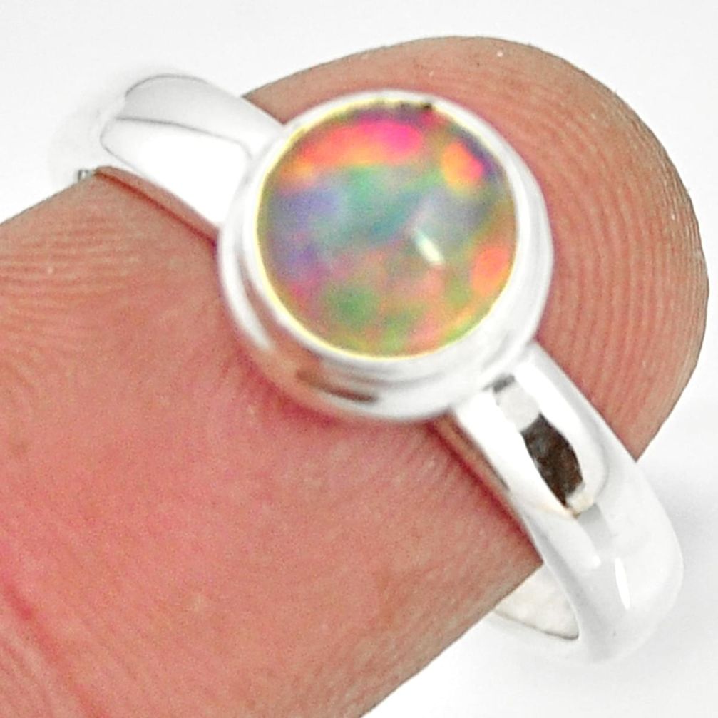 2.34cts natural ethiopian opal 925 sterling silver solitaire ring size 8 r26274