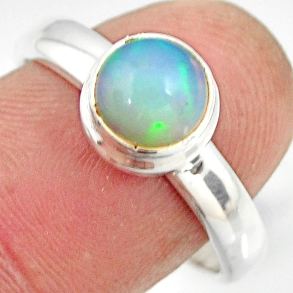2.23cts natural ethiopian opal 925 sterling silver solitaire ring size 8 r26278