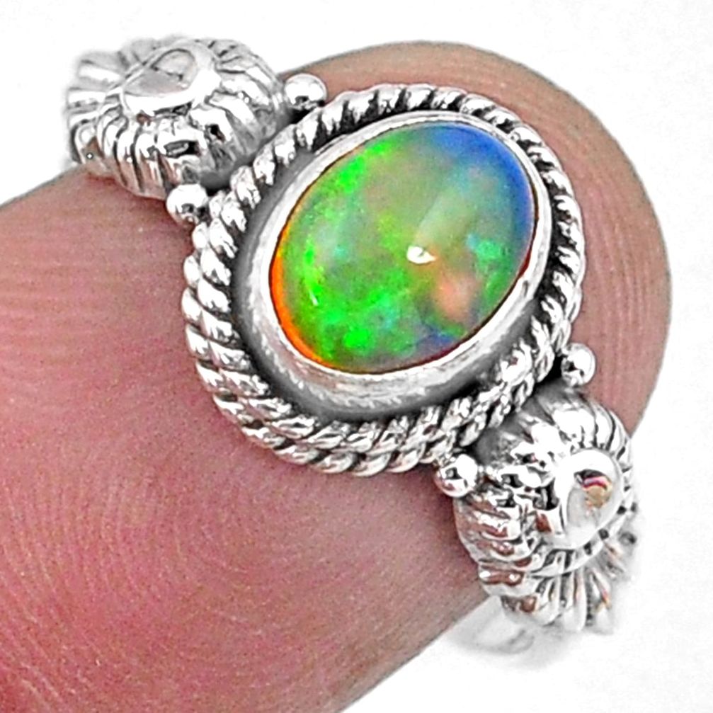 2.31cts natural ethiopian opal 925 sterling silver solitaire ring size 8 r57481