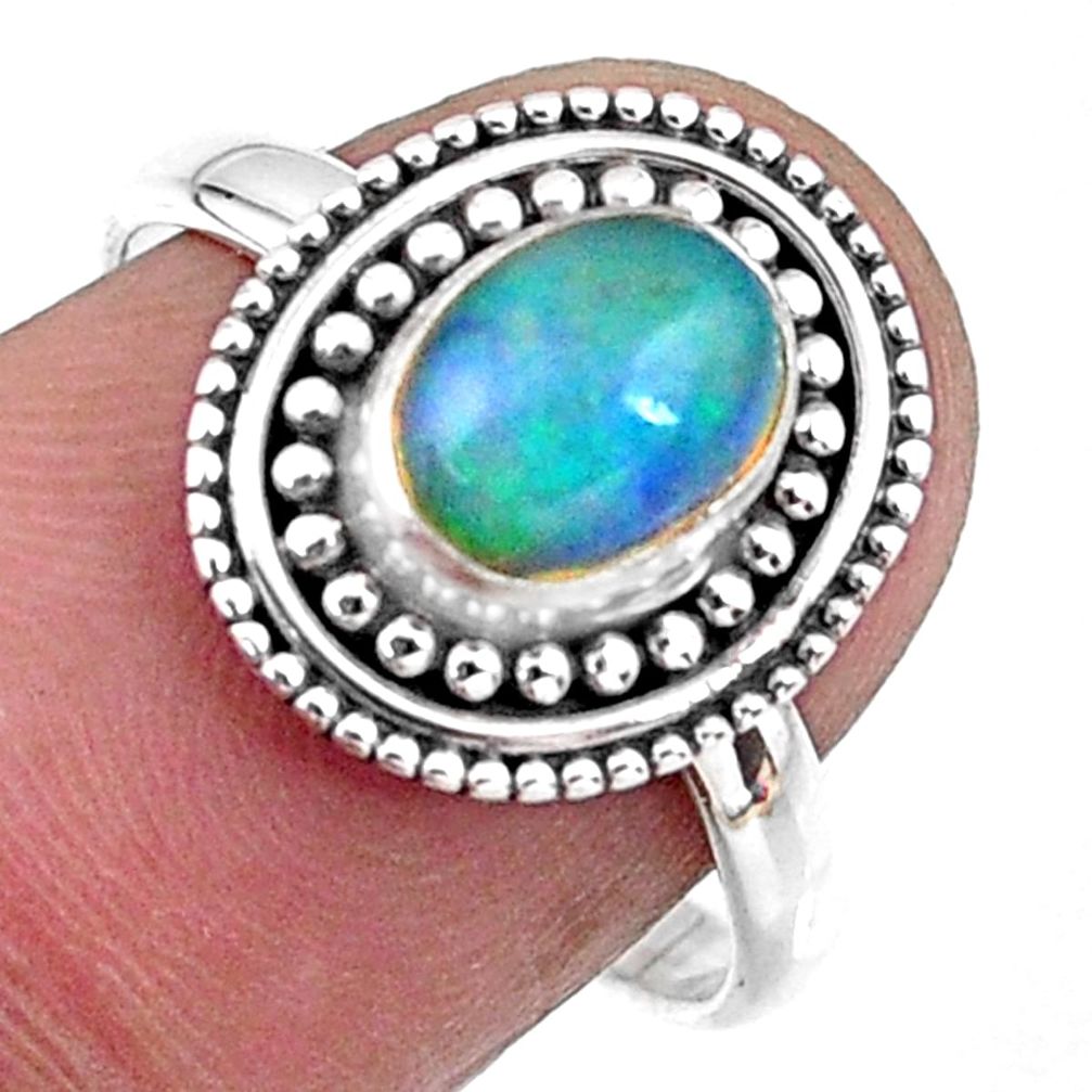 1.96cts natural ethiopian opal 925 sterling silver solitaire ring size 8 r57483