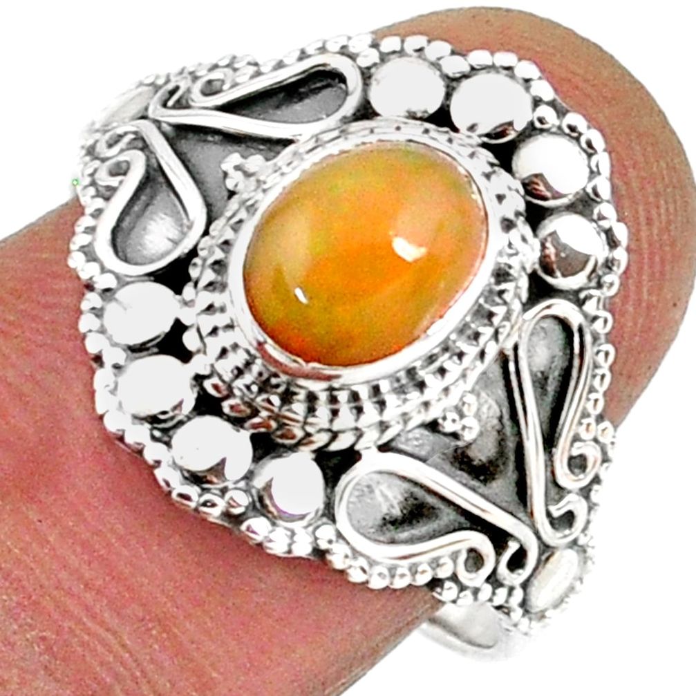 2.02cts natural ethiopian opal 925 sterling silver solitaire ring size 8 r61148