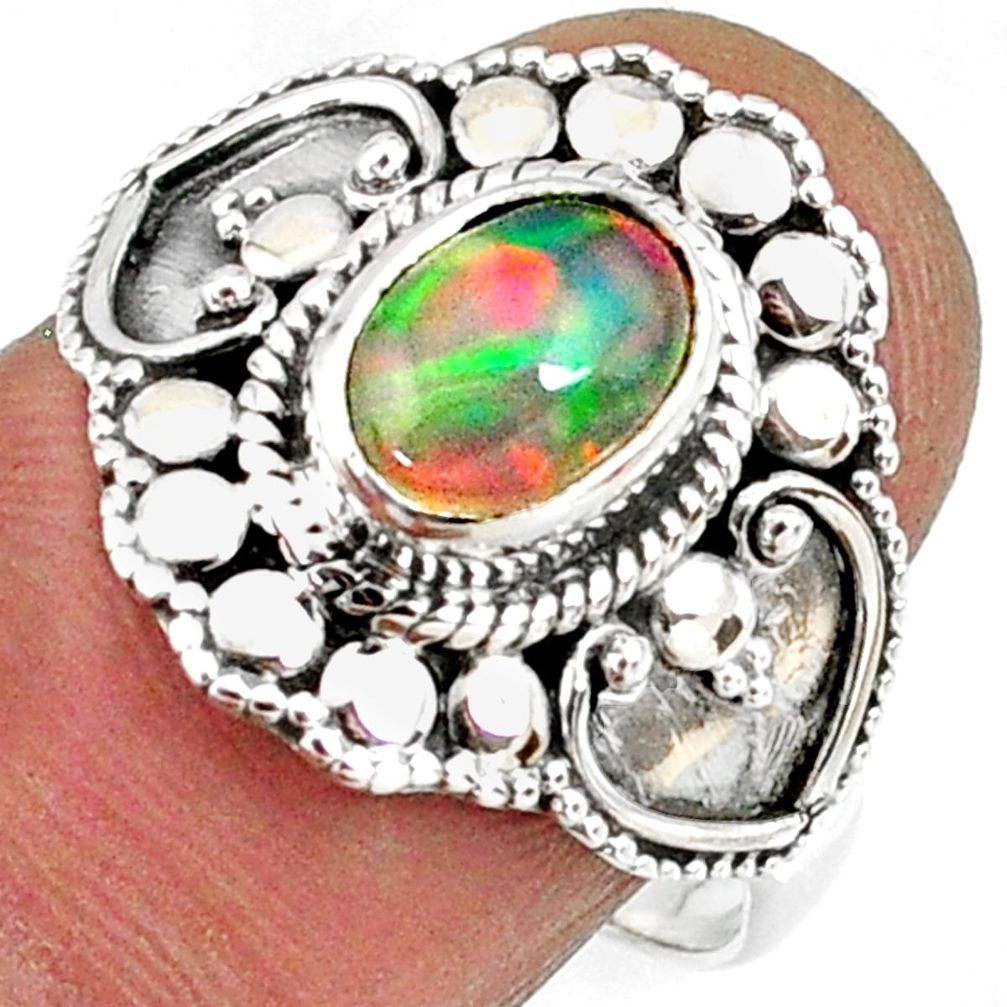 2.02cts natural ethiopian opal 925 sterling silver solitaire ring size 8 r61152