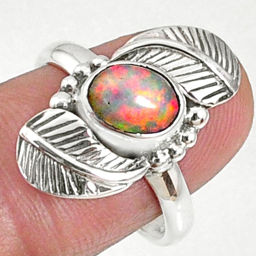 2.02cts natural ethiopian opal 925 sterling silver solitaire ring size 8 r67317