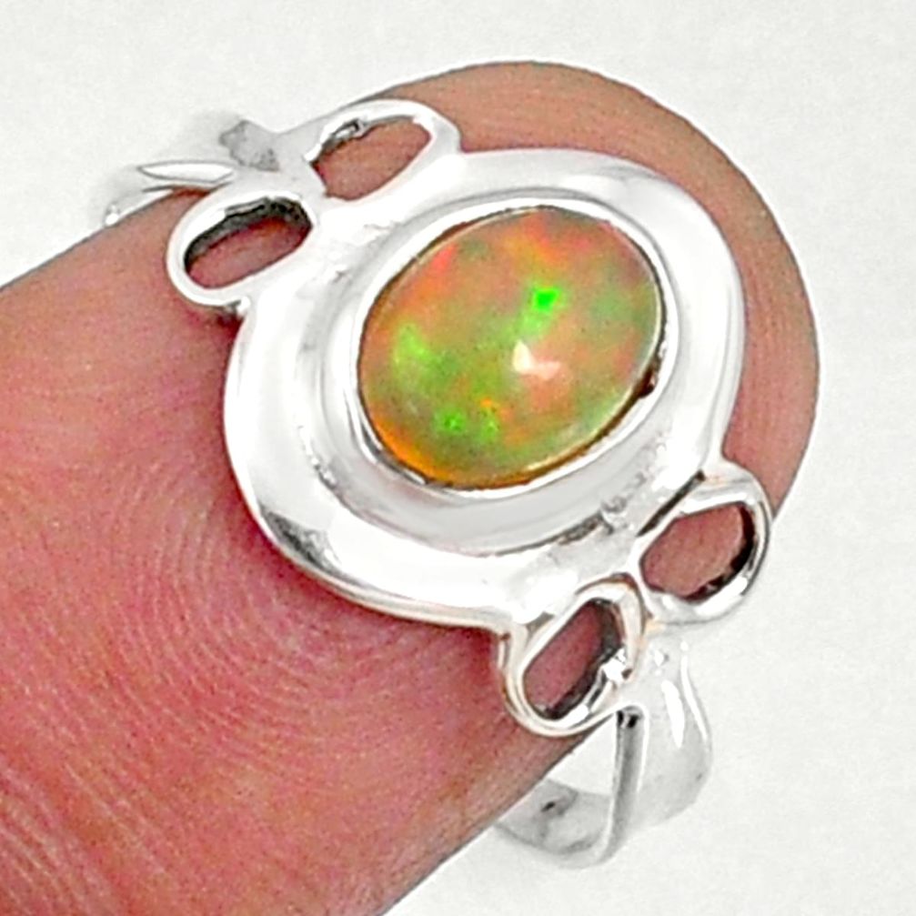 2.03cts natural ethiopian opal 925 sterling silver solitaire ring size 8 r68570