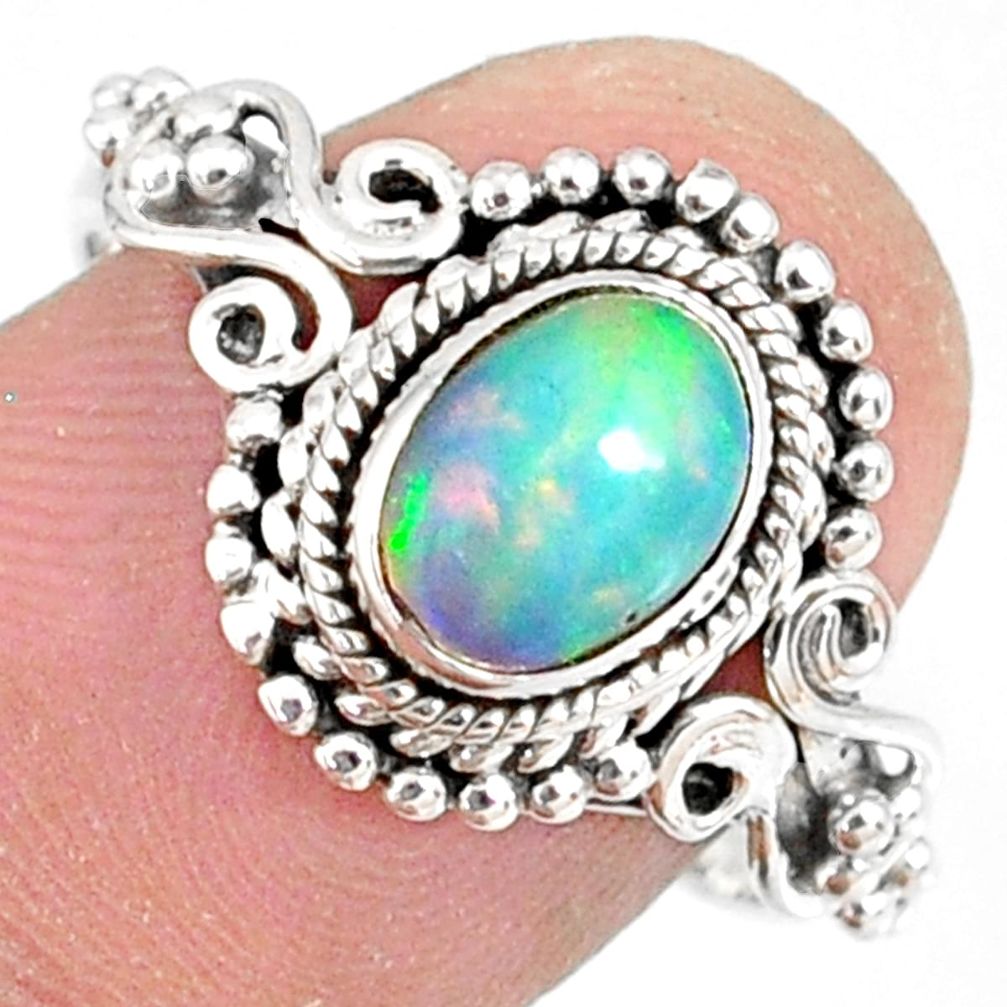 2.01cts natural ethiopian opal 925 sterling silver solitaire ring size 8 r82311