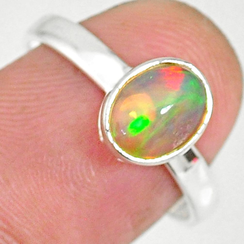 2.08cts natural ethiopian opal 925 sterling silver solitaire ring size 8 r83962