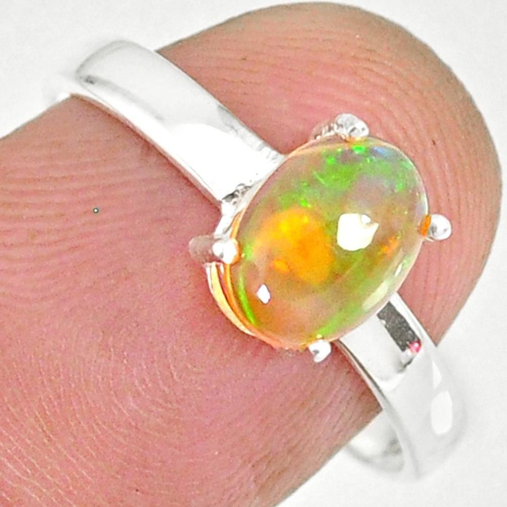 2.08cts natural ethiopian opal 925 sterling silver solitaire ring size 8 r83982
