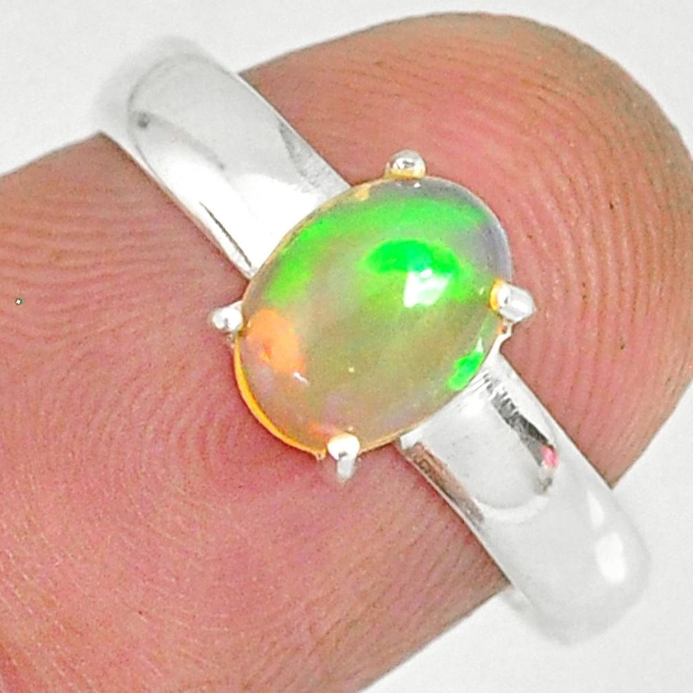 2.28cts natural ethiopian opal 925 sterling silver solitaire ring size 8 r83992