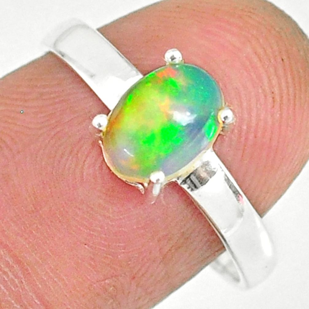 2.28cts natural ethiopian opal 925 sterling silver solitaire ring size 8 r83997
