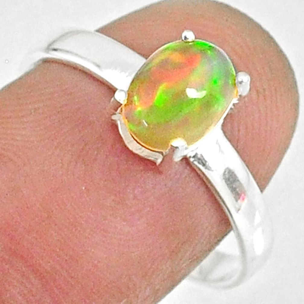 2.37cts natural ethiopian opal 925 sterling silver solitaire ring size 8 r84007