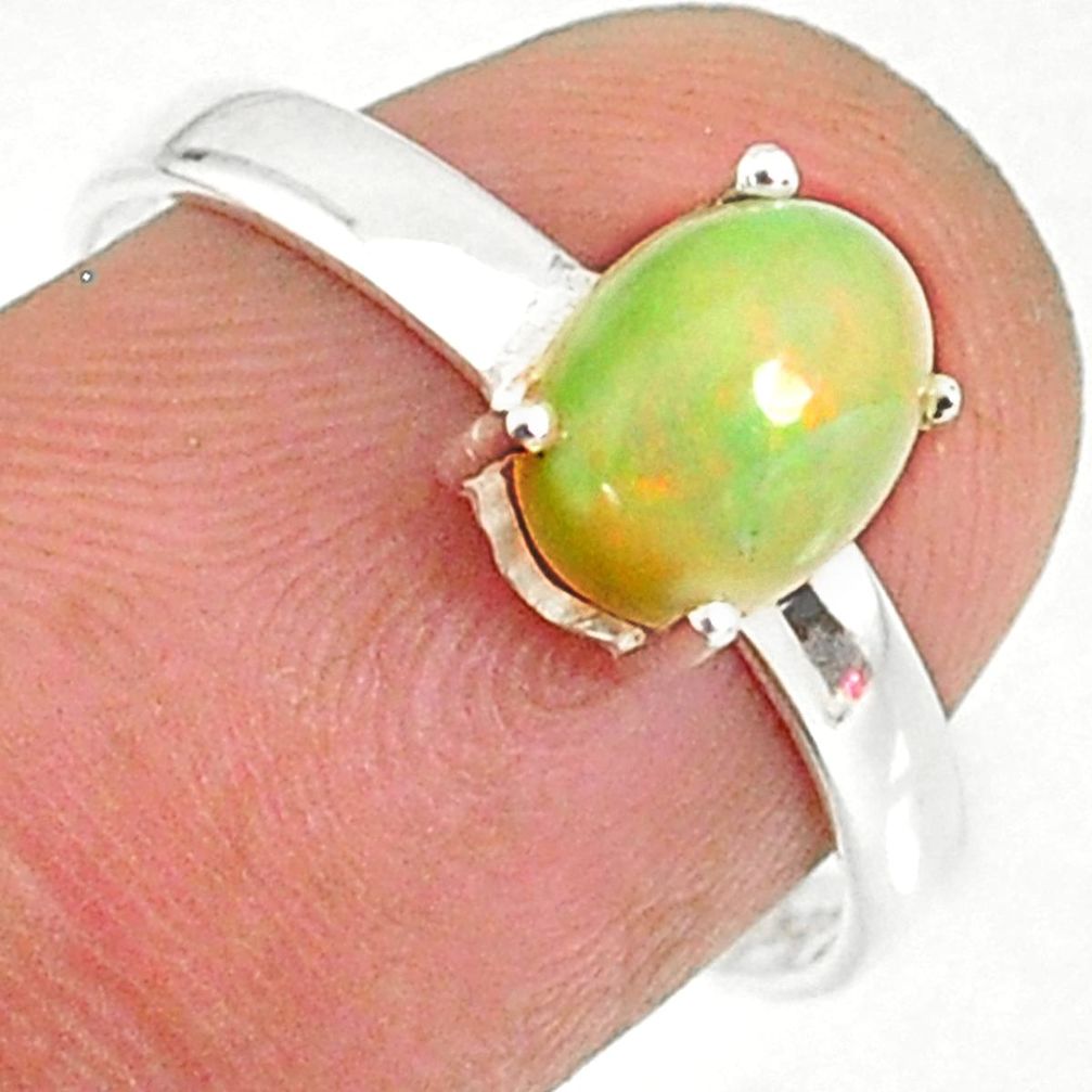 2.28cts natural ethiopian opal 925 sterling silver solitaire ring size 8 r84009