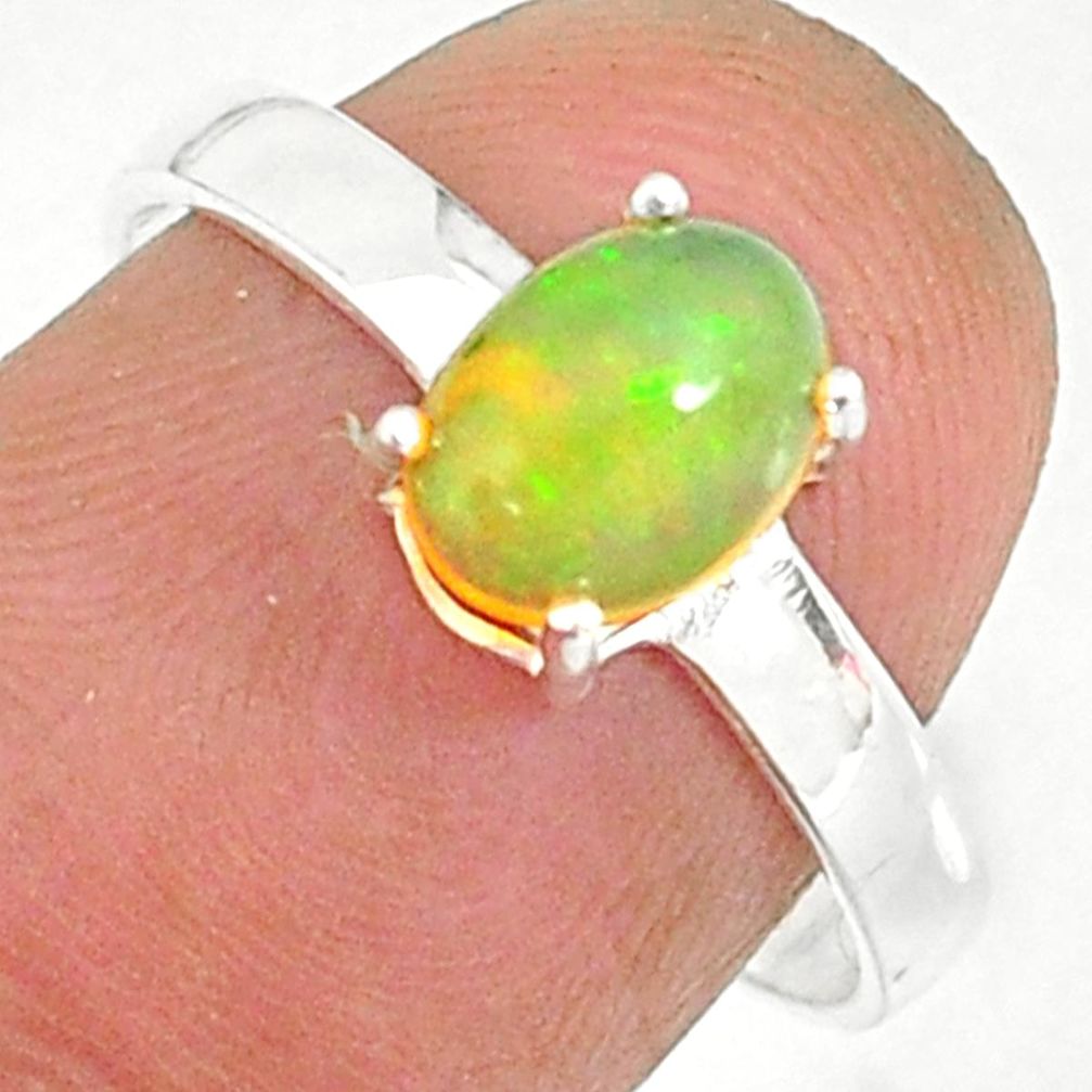 2.28cts natural ethiopian opal 925 sterling silver solitaire ring size 8 r84013