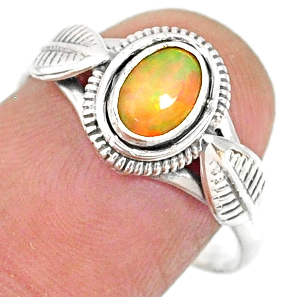 1.42cts natural ethiopian opal 925 sterling silver solitaire ring size 8 r85469