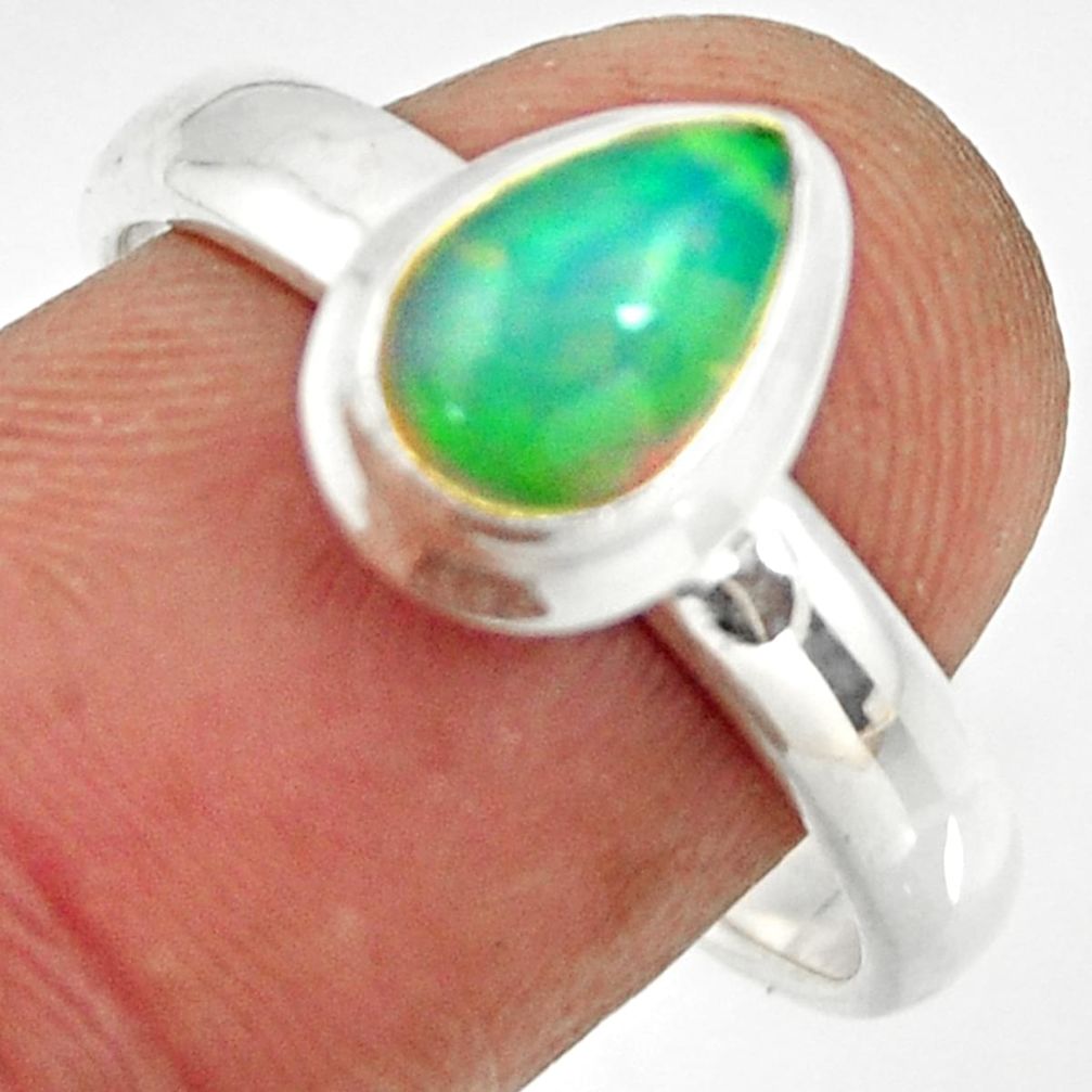 2.46cts natural ethiopian opal 925 sterling silver solitaire ring size 9 r26266