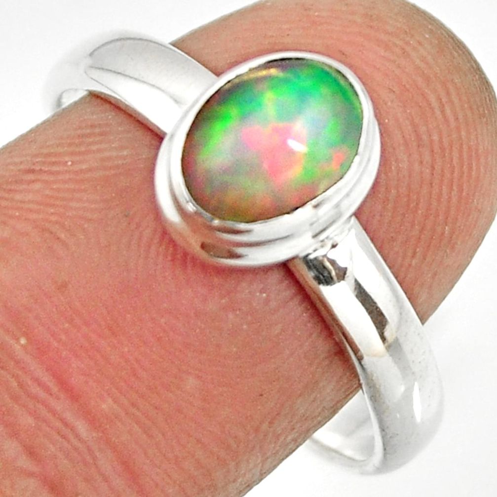 2.17cts natural ethiopian opal 925 sterling silver solitaire ring size 9 r26271