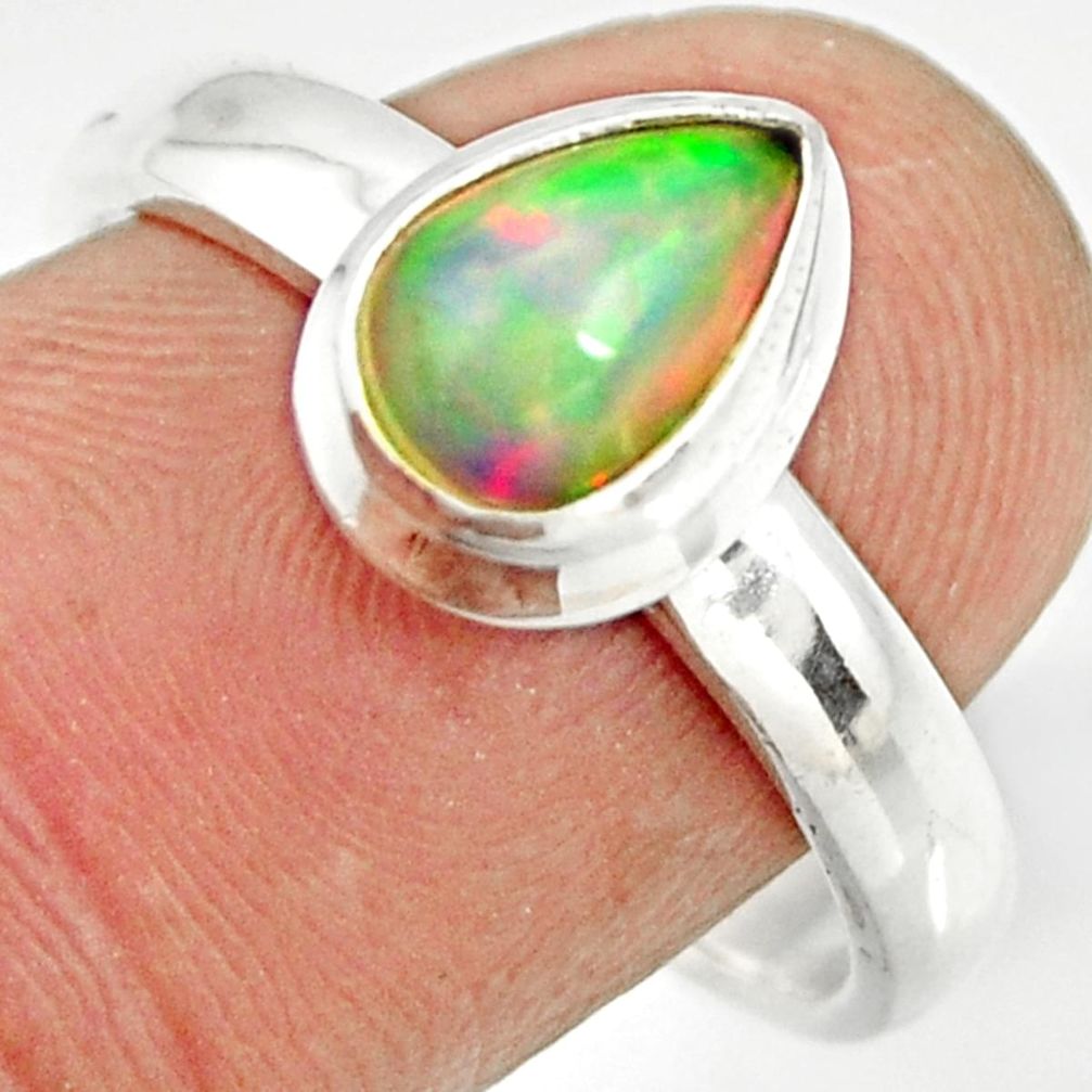 2.56cts natural ethiopian opal 925 sterling silver solitaire ring size 9 r26275