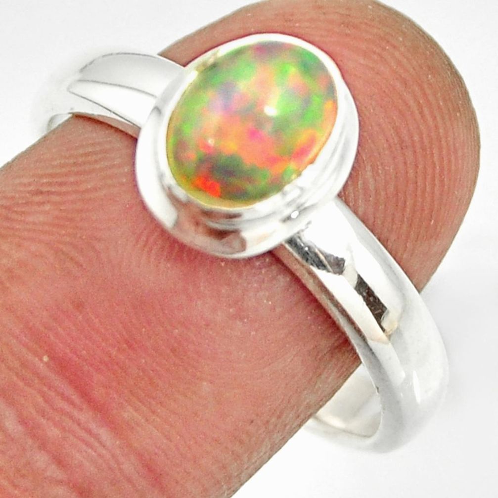 2.31cts natural ethiopian opal 925 sterling silver solitaire ring size 9 r26279