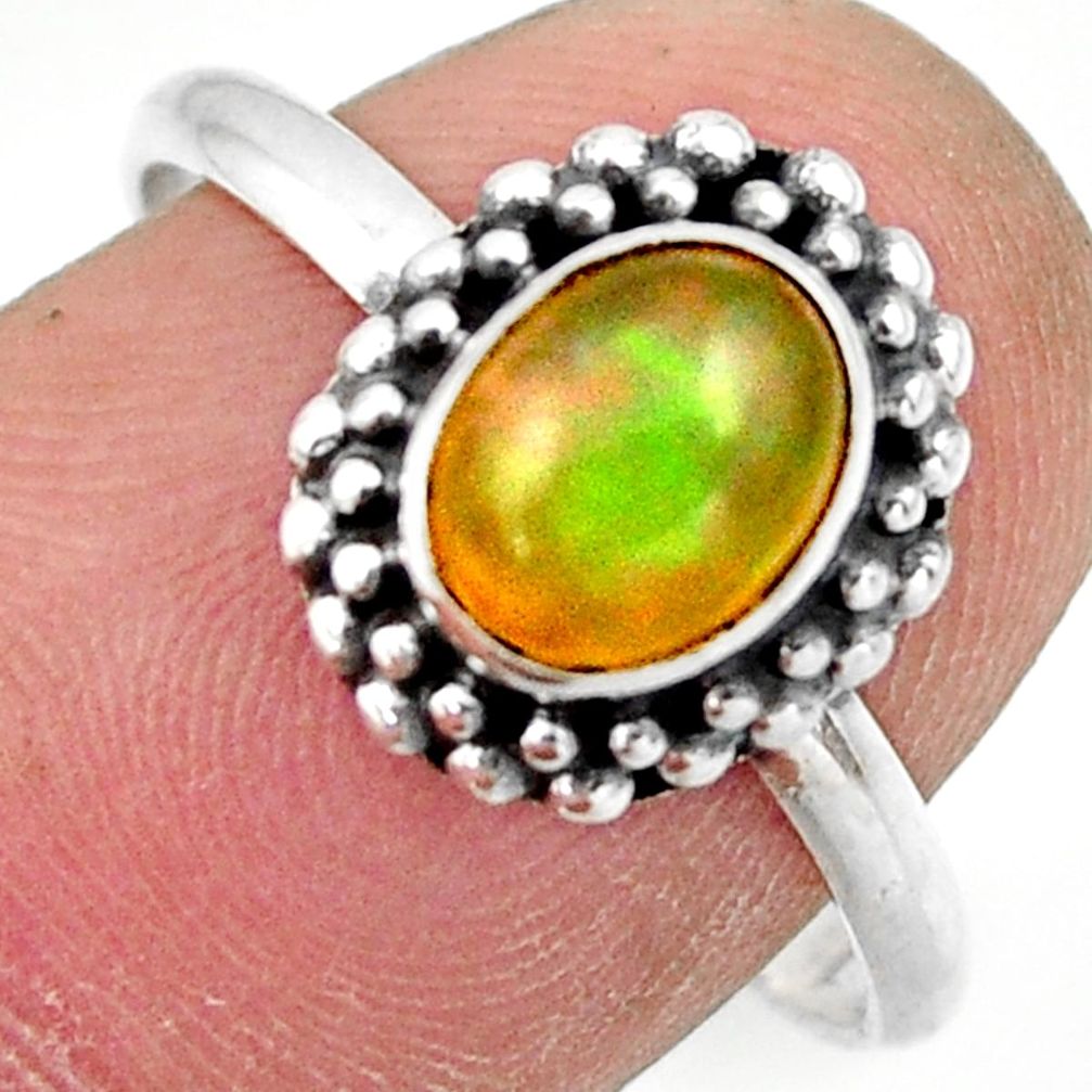 2.38cts natural ethiopian opal 925 sterling silver solitaire ring size 9 r41384