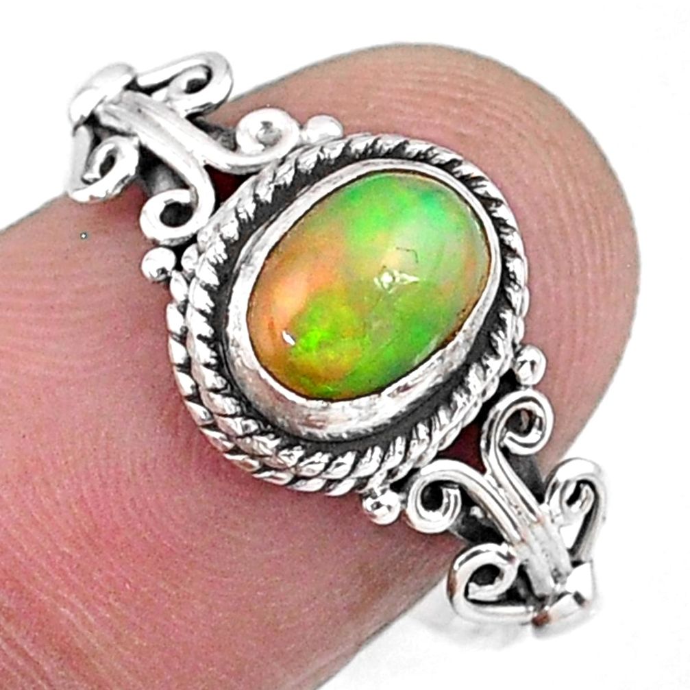 1.96cts natural ethiopian opal 925 sterling silver solitaire ring size 9 r57490