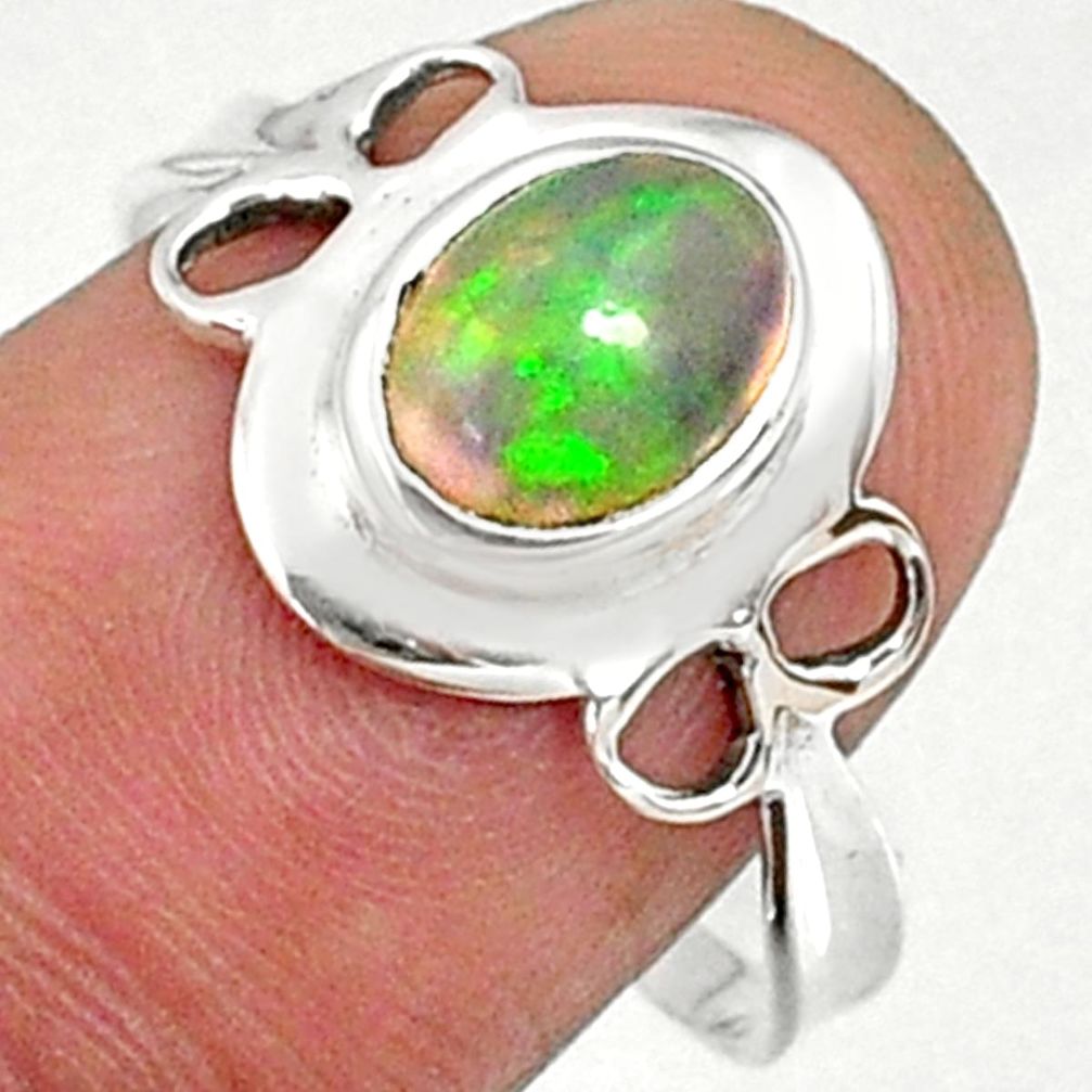 2.22cts natural ethiopian opal 925 sterling silver solitaire ring size 9 r68571