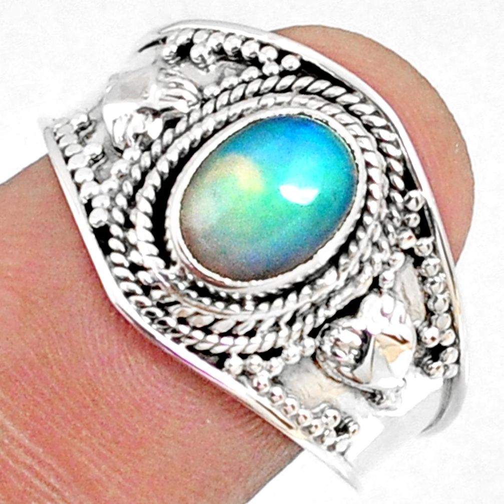 2.05cts natural ethiopian opal 925 sterling silver solitaire ring size 9 r69036