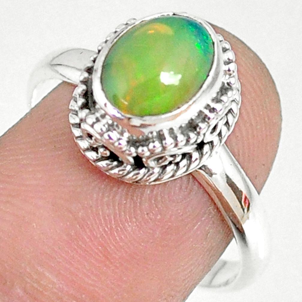 2.97cts natural ethiopian opal 925 sterling silver solitaire ring size 9 r75378