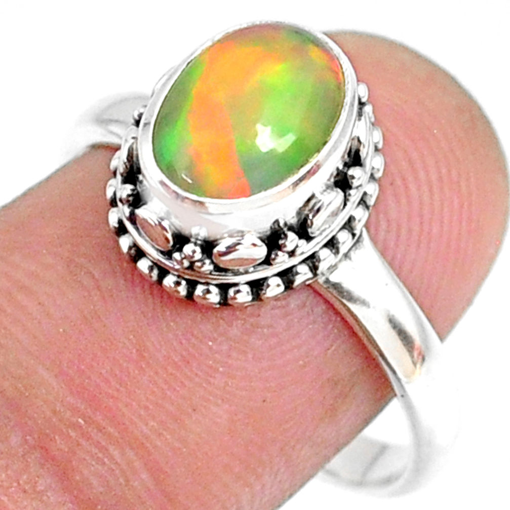 2.81cts natural ethiopian opal 925 sterling silver solitaire ring size 9 r75430