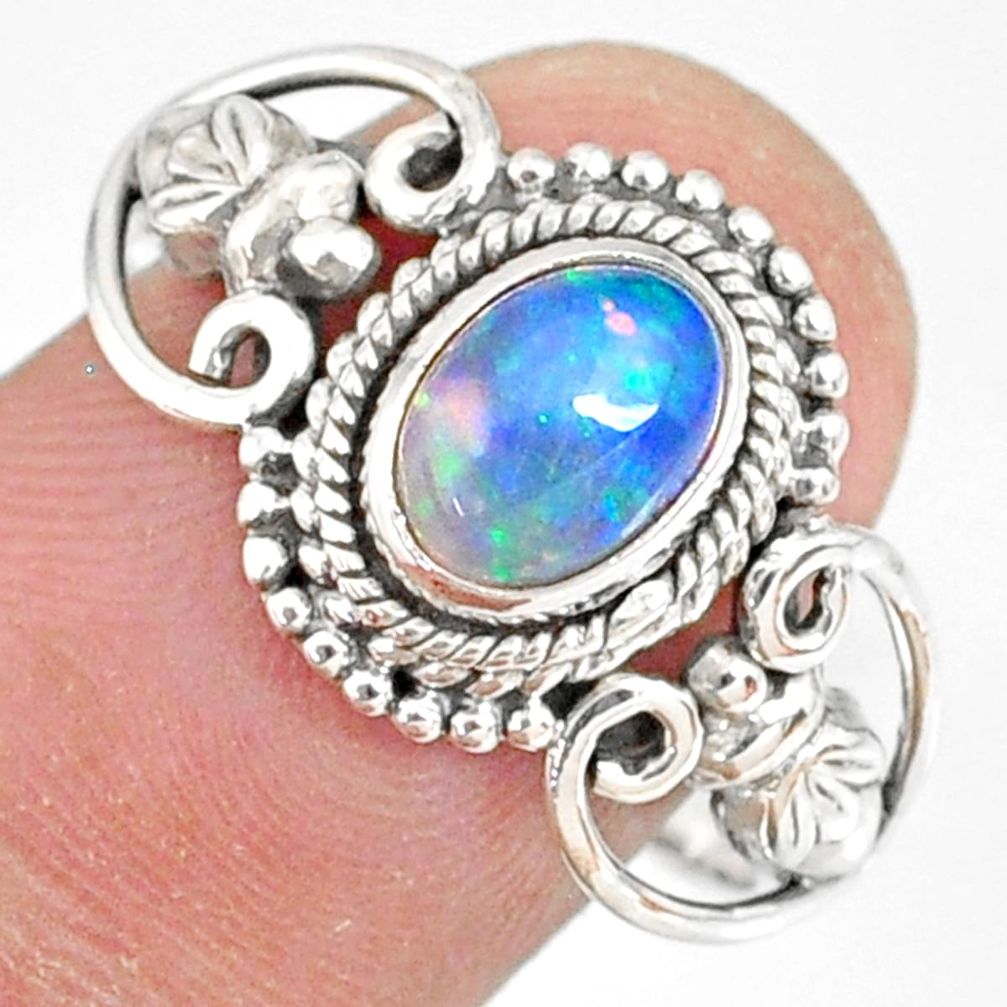 2.09cts natural ethiopian opal 925 sterling silver solitaire ring size 9 r82307