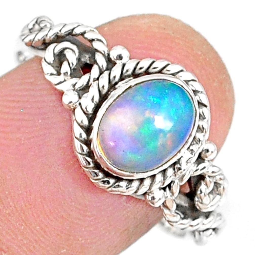 2.21cts natural ethiopian opal 925 sterling silver solitaire ring size 9 r82310