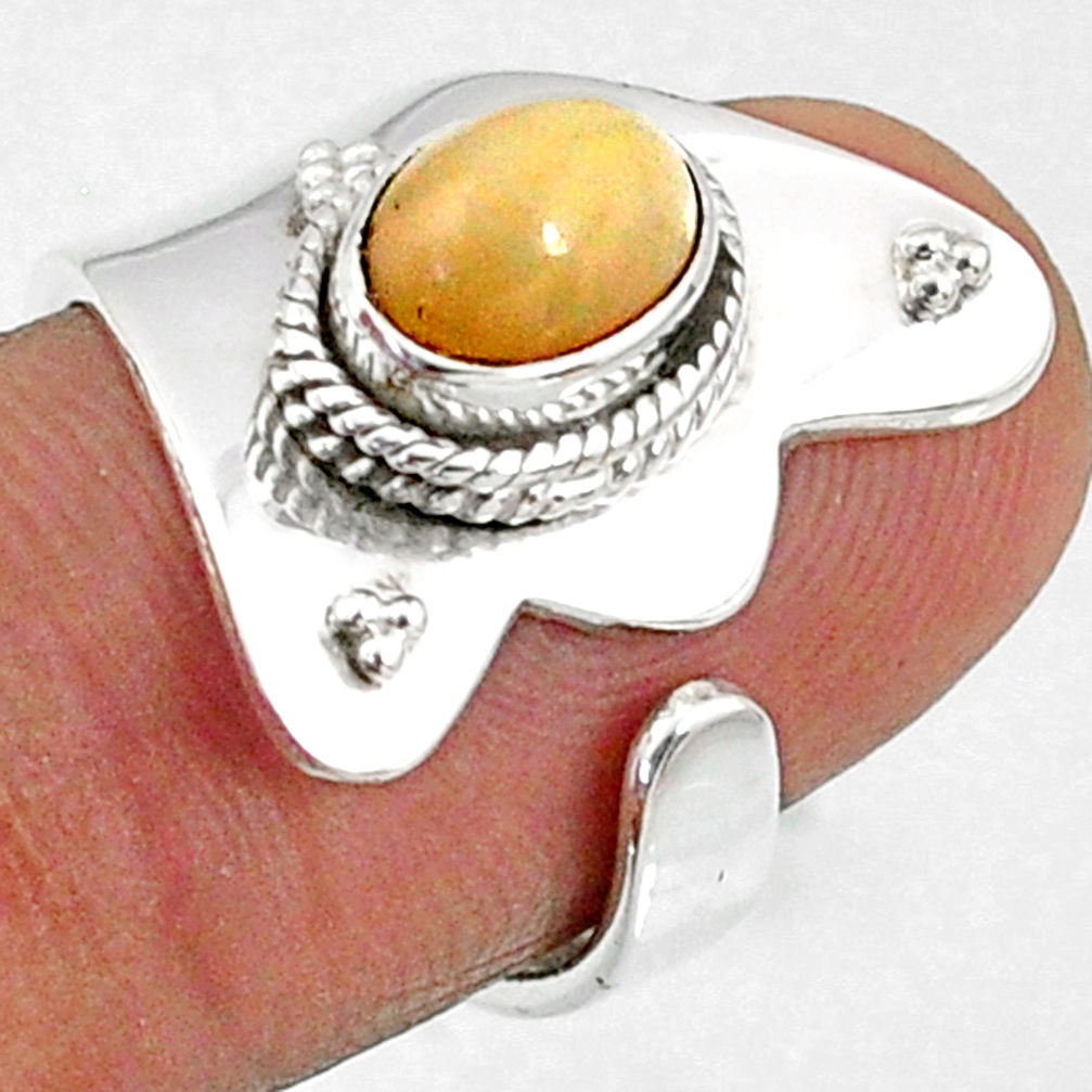 1.97cts natural ethiopian opal oval 925 silver adjustable ring size 6.5 r65560