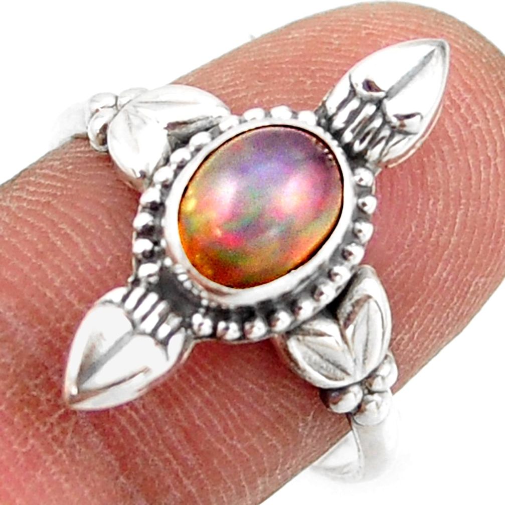 2.31cts natural ethiopian opal oval 925 silver solitaire ring size 8.5 r41439