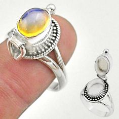 3.05cts natural ethiopian opal silver poison box ring jewelry size 9 t45399
