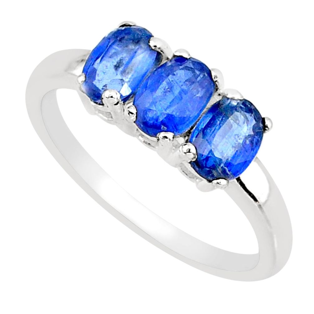 2.94cts natural faceted kyanite 925 sterling silver ring jewelry size 6 r82777