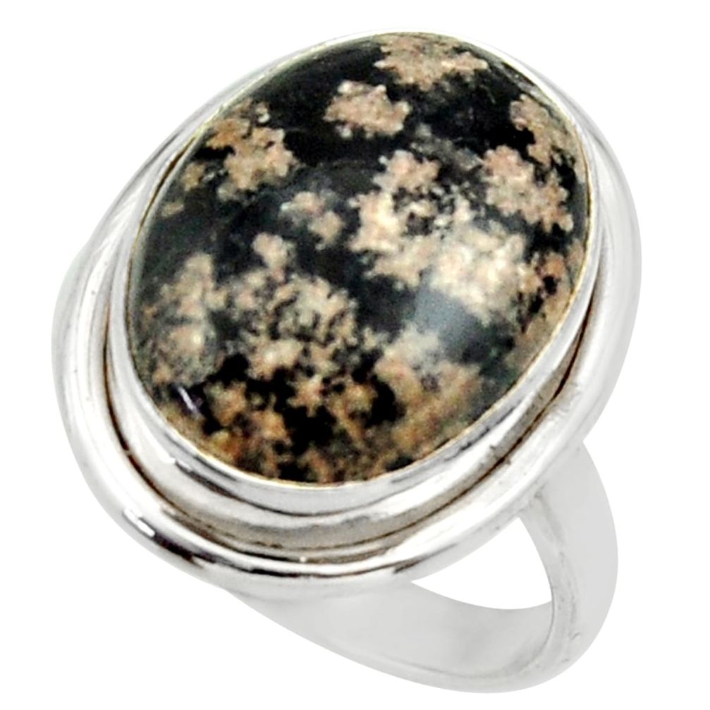 12.77cts natural firework obsidian 925 silver solitaire ring size 7.5 r28701