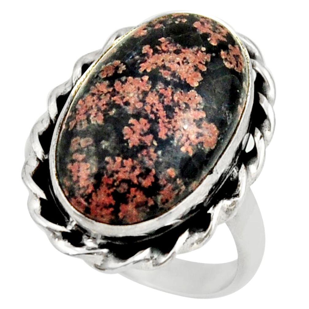12.26cts natural firework obsidian 925 silver solitaire ring size 7.5 r28706