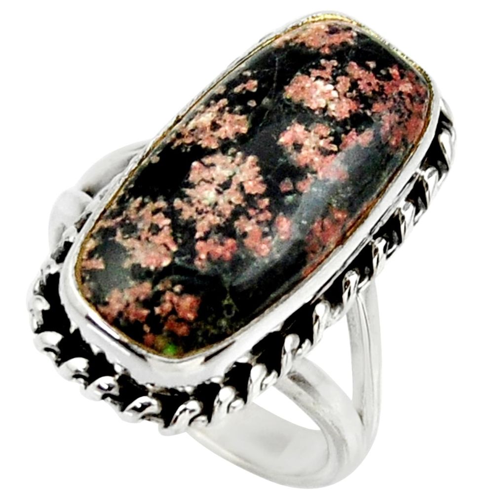 12.29cts natural firework obsidian 925 silver solitaire ring size 6.5 r28716