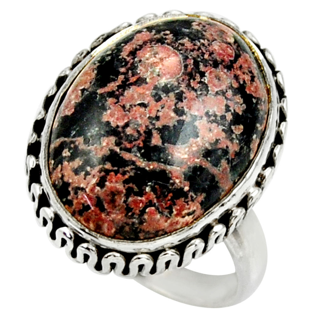 13.48cts natural firework obsidian 925 silver solitaire ring size 7.5 r28719