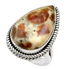Natural garnet in limestone spessartine 925 silver solitaire ring size 6 r28591