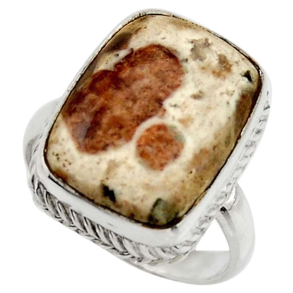 Natural garnet in limestone spessartine 925 silver solitaire ring size 8 r28587