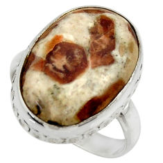 Natural garnet in limestone spessartine silver solitaire ring size 8.5 r28590